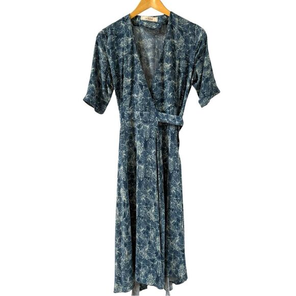 La Robe  100% Sueded Silk Charmouse Floral Wrap Midi Dress 2 NWOT - Picture 8 of 13